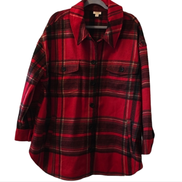 A.N.A BRAND WOMEN'S PLUS SIZE RED PLAID FRONT BUTTON JACKET COAT SIZE 0X - Picture 2 of 16